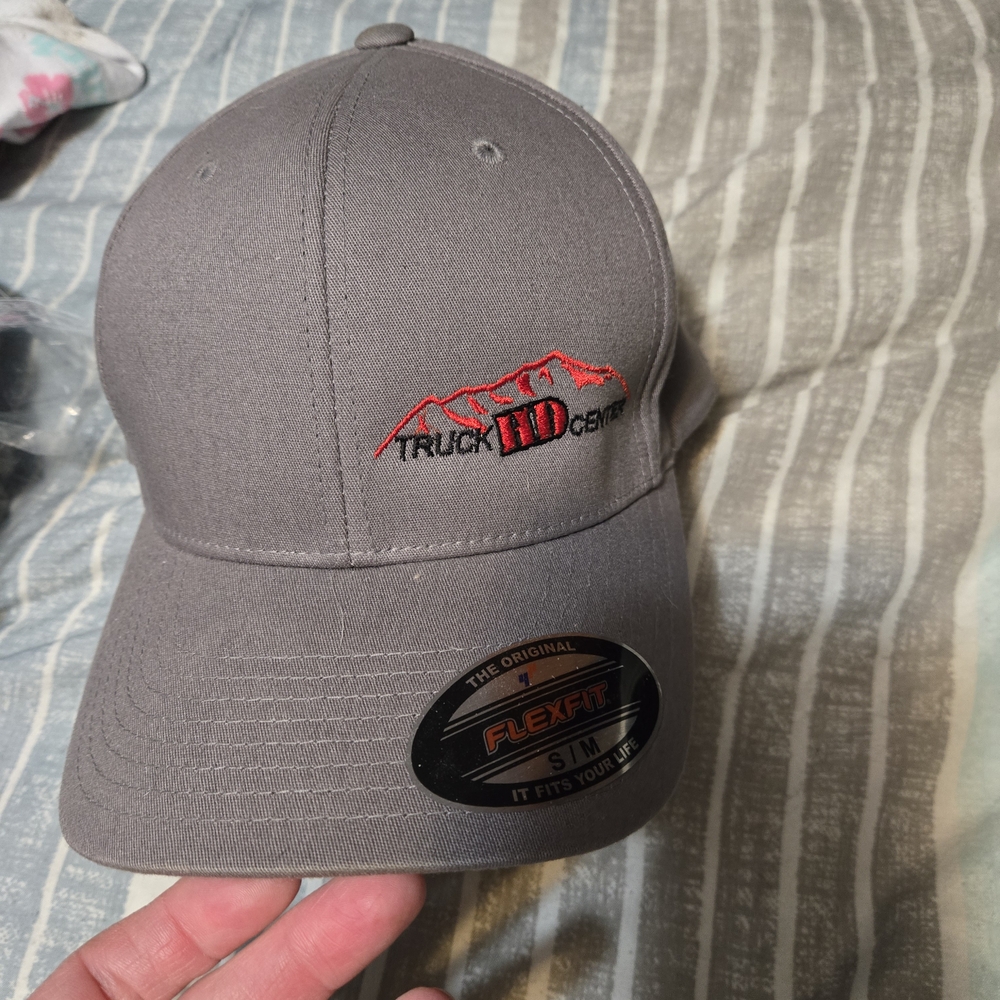 Gray Flexfit Cap with Red Embroidery